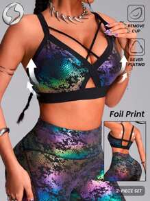 Innovista 光泽塑形和超性感运动文胸，采用仿皮效果和动物印花，液体光泽提升运动文胸，自信贴合，奢华性能，弹力健身上衣，短款背心，无袖，无钢圈，露背，俯卧撑，瑜伽和普拉提，拳击，徒步旅行和徒步旅行，网球和高尔夫，机器和设备训练装备，健身服和运动服，都市运动休闲，时尚偶像，Slay & Sleek，音乐节光彩感套装，街头性感贴合，日常必备轻松穿着，TikTokActivewear，现代运动，秋季动力，WAG - 黑色 - 查看 1