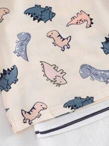 SHEIN 4 Packs New Born Baby Boy Sleeveless Vest & Matching Shorts Set + 2 Sets Striped T-Shirt, Dinosaur Print, Casual All-Match Outfit For Summer All Occasions - Multicolor - View 8