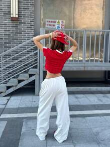 Coolane Kids Teen Girl Spring/Summer Basic Knit Comfortable White Wide Leg Sweatpants