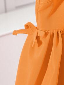 Cute Sweet 3D Floral Sleeveless Tank Dress For Young Girls, Girls 3D Cut Design Sundress, Suitable For Garden, Daily Play Or School Kids Cute Dresses Cute Dress For Girls - Orange - View 5