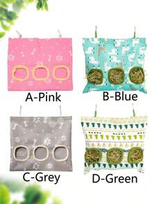1 pieza Bolsa colgante para alimentar heno con gran capacidad, hecha de tela Oxford impermeable, adecuada para conejos y cobayas, apta para jaula de mascotas o colgar por separado - Multicolor - Ver 8