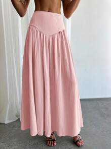 Firerie Women's Ruched High Waist A-Line Skirt With Real Pockets, Elegant - Pink - View 6