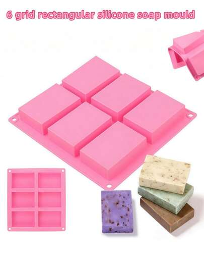Molde de silicona antiadherente de alta calidad - Moldes rectangulares reutilizables para hacer barras de jabón de bricolaje, suministros de baño y belleza caseros, herramientas de fabricación de jabón hechas a mano de fácil desmoldeo - Rosa