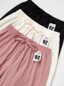 SHEIN 3件套高腰显瘦宽松休闲女式夏季长裤，秋季服装 - 彩色 - 查看 6