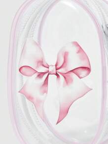 ROMWE Kawaii Portable Mini Transparent Zipper Pouch - Multifunctional Travel Organizer For Cables, Cosmetics, Keys & Accessories | Compact Keychain Storage Bag For Women, Girls, Office, School & Outdoor Essentials - Pink - View 3