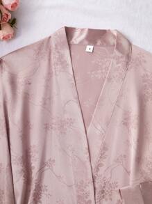 SilkySpell Women Jacquard Multi-Pieces Pajama Set, Fall Winter Clothes - Dusty Purple - View 4