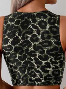 Swim Lushoire Women's Leopard Print Knotted Front Tankini Swimsuit Set - Multicolor - View 3