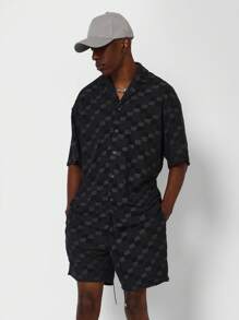 SUMWON Relaxed Fit Towelling Shirt And Short 2 Piece Set