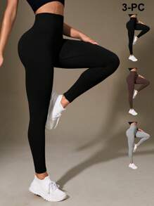 SHEIN Sport Studio Seamless Solid Color High Waist Tight Fit Leggings