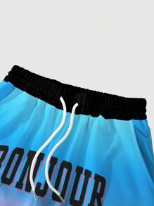 Manfinity Dauomo Men's Summer Casual Vacation Gradient Palm Tree Print Drawstring Waist Shorts - Multicolor - View 4