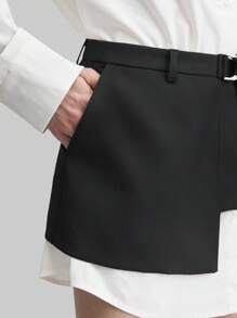 Ontre 2025 新款白色衬衫，采用拉链袖口设计和腰带腰部设计，女士