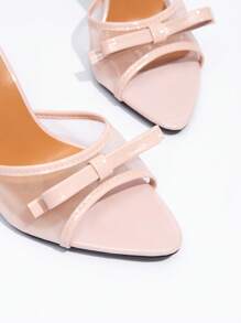 CUCCOO CHICEST New Fashionable Versatile Rhinestone Bowknot Strap Stiletto High Heel Sandals - Pink - View 5