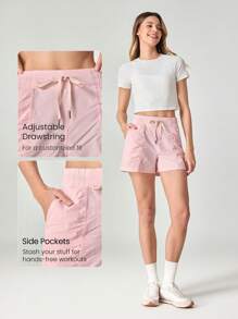 GLOWMODE 3.5" VitalSwift Quick-Dry Adjustable Drawstring Waist Ruched Shorts With Side Pockets Daily Casual