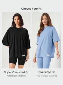 GLOWMODE 比马棉男女通用短袖圆领超大 T 恤日常休闲