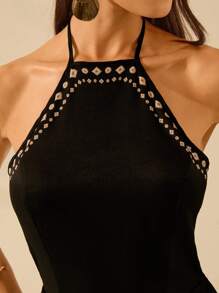 CAJUNI 女士露背阔腿连体衣度假休闲夏季波西米亚风热带椰子印花黑色连体衣 - 彩色 - 查看 6