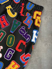 PAVTROS Manfinity Streetrush Men's Colorful Letter Printed Fashionable Shorts, Suitable For Summer Men Graphic Shorts - Multicolor - View 4