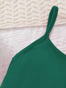 2 Peças/Conjunto Camiseta com Estampa Gráfica + Legging Casual para Meninas Pré-Adolescentes - Verde Escuro - Visão 6