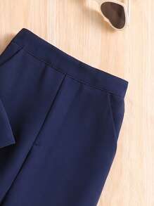 Girls Lapel Sleeveless Vest And Pants 2pcs Set, Elegant Lady & Gentleman Style, Spring/Summer Summer Holiday