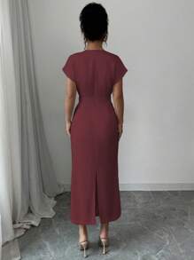 Rafferiza 高端精致法式风情高端魅力美丽优雅女神连衣裙 - 酒紅色 - 查看 2