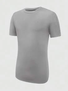 SHEIN Manfinity Dauomo Casual Versatile Solid Color Short Sleeve T-Shirt For Men - Grey - View 4
