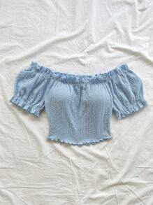 Soleia Bohemian  ,Boho, Romantic Floral ,Vacation, Floral  4th Of July Clothes  Tops De Mujer Vacation Tops Beaded Top Peplum Top  Party Tops  Cami Top Camisole Top  4th Of July Women  Crop Sexy Tops For Women Versatile Off Shoulder Ruffle Elastic Pleated Cropped Short Sleeve Top,Party