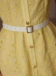 MOTF PREMIUM LACE BELTED DRESS - Yellow - View 2