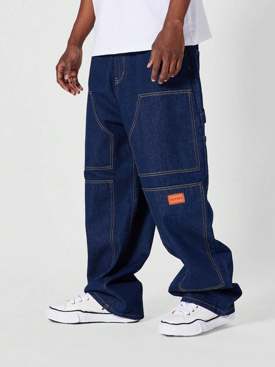 Loose Fit Baggy Carpenter Jean - Blue - View 1