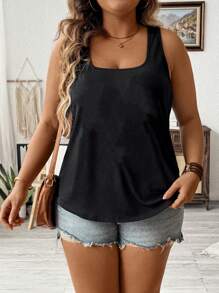 EMERY ROSE Casual Simple Thick Strap Loose Tank Top For Women, Suitable For Summer