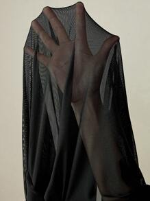 SHEIN Abito a sottoveste aderente a spacco laterale con trama in rete, color tinta unita, per donne in gravidanza