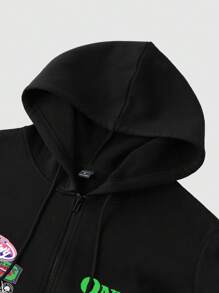 Manfinity Hypemode Men's Simple & Fashionable Summer Open Sweatshirt Sweatshirt - Black - View 4