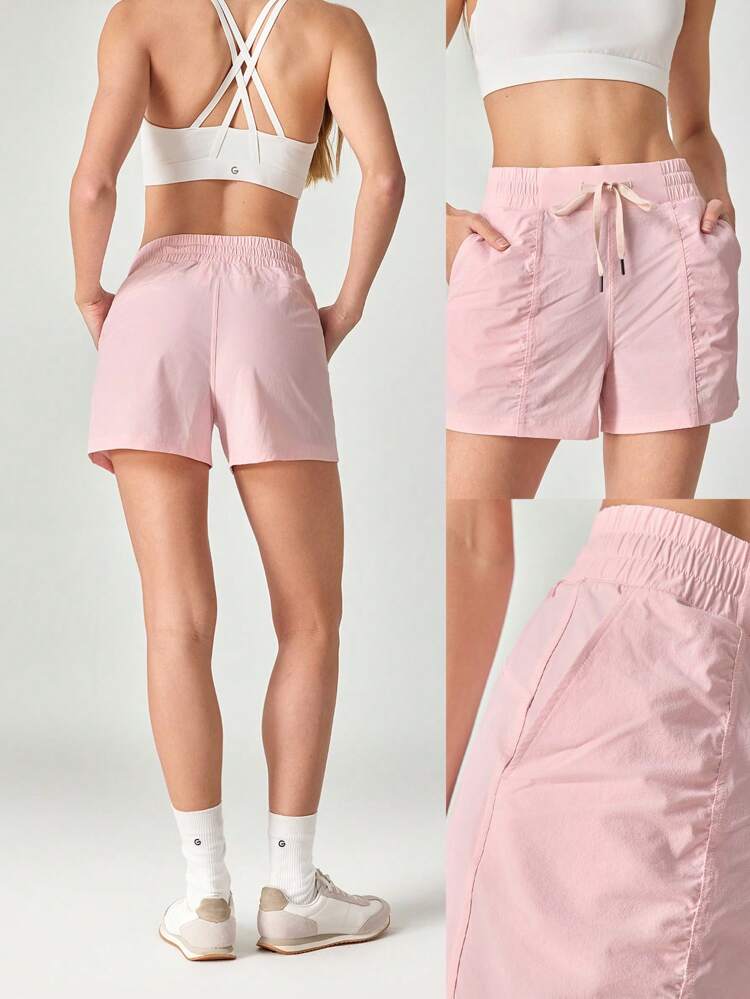 3.5" VitalSwift Quick-Dry Adjustable Drawstring Waist Ruched Shorts With Side Pockets Daily Casual