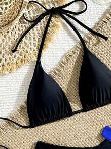 Swim Vcay Women Holiday Beach Solid Color Swimsuit Set For Summer Beach Vacation - Multicolor - View 3