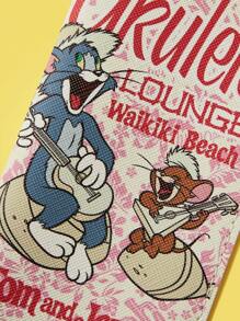 TOM & JERRY X SHEIN Retro Floral Pattern Cartoon Design Eyeglasses Case, Pink - Pink - View 3