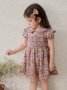 Blossori Vestido Floral Elegante Rosa para Bebê Menina, Primavera/Verão