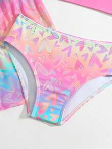 SHEIN 3pcs/Set Young Girl Spaghetti Strap Bikini Set, Random Print - Multicolor - View 4