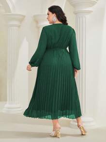 Modelyn 加大花朵贴花腰带褶皱下摆连衣裙超长款女士装长款晚礼服