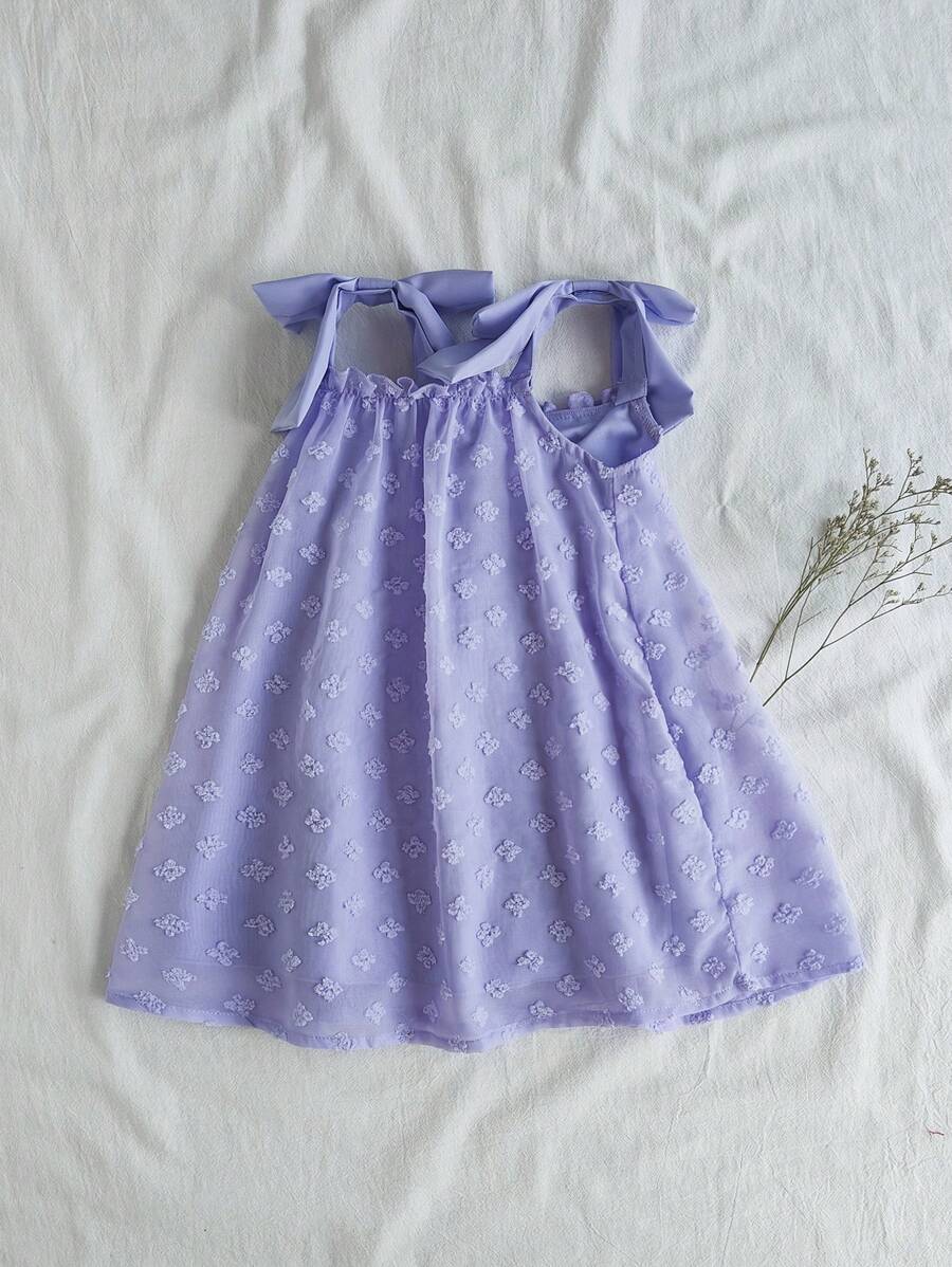 SHEIN 1 pieza Vestido bebé niña con decoración de lazo con recortes - Morado - Ver 1