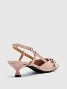 CUCCOO BIZCHIC 女士尖头链饰露跟细跟浅口鞋，通勤风格 - 淺粉色 - 查看 8