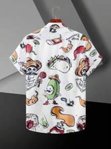Manfinity RSRT Men's Casual Polyester Short Sleeve Shirt With Fun Food Print And Regular Fit - Multicolor - View 2