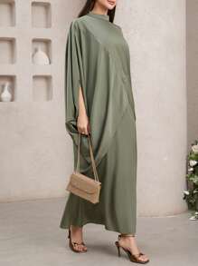 Veilorie 女士优雅纯色蝙蝠袖罩衫和裙子阿拉伯风格套装 - 綠色 - 查看 2