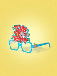 TOM & JERRY X SHEIN Funny Letter & Cartoon Patterns Red & Blue Party Paper Glasses Decoration - Red - View 4