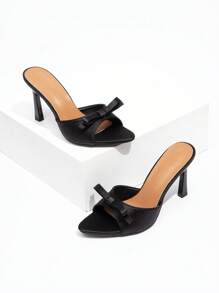 CUCCOO CHICEST Latest Fashionable Versatile Crystal Bowknot Strap Stiletto High Heel Sandals For Christmas Summer - Black - View 3