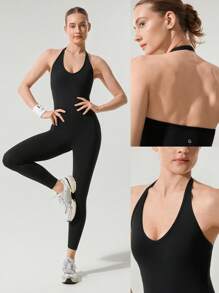 GLOWMODE 24 英寸 FeatherFit™-Air One Love Peekaboo 收腹连身衣 低冲击瑜伽普拉提工作室日常休闲装 可拆卸罩杯