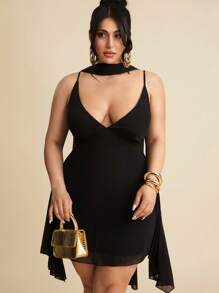 SHEIN BAE Quần áo cỡ lớn cho kỳ nghỉ hè trên bãi biển Quần áo ngày lễ Tiệc tùng, Hẹn hò Du lịch, Đi chơi, Quần áo lễ hội âm nhạc, Quần áo hòa nhạc, Quần áo lễ hội nhạc đồng quê, Váy ngắn cổ chữ V sâu màu đen trơn thanh lịch cho kỳ nghỉ hè trên bãi biển, Thích hợp cho hẹn hò hàng ngày, Đi chơi đêm, Câu lạc bộ đêm, Tiệc tùng, Gặp mặt, Tiệc cocktail, Bộ đồ liền thân ngày lễ, Tiệc hồ bơi, Trang phục công sở, Váy đi làm, Váy sinh nhật cho nữ - màu đen - Xem 6