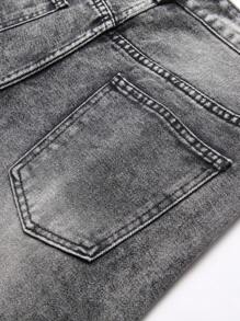 Manfinity LEGND 男式休闲破洞口袋宽松短款牛仔短裤