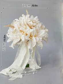 1 bó hoa cưới phong cách phương Tây hoa giả bó hoa cầm tay cô dâu quà tặng tốt nhất, trang trí đám cưới, trang trí nhà cửa, trang trí phòng tiệc ủng hộ cô dâu - trắng - Xem 4