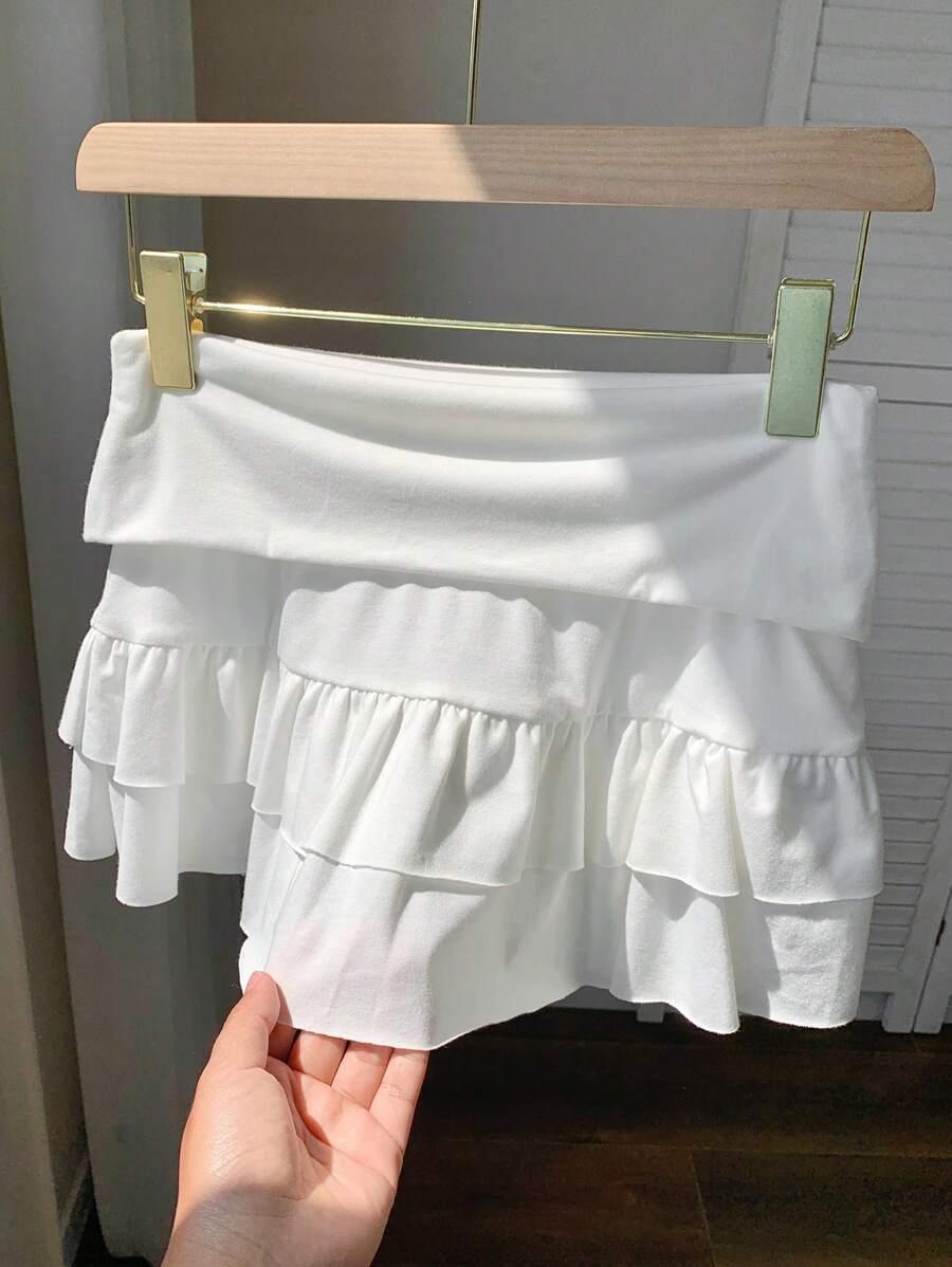 Comfortcana 大码女式时尚白色迷你蛋糕裙 - 白色 - 查看 1