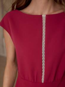 MOTF PREMIUM Vestido fruncido con cinta - Rosa Fucsia - Ver 2