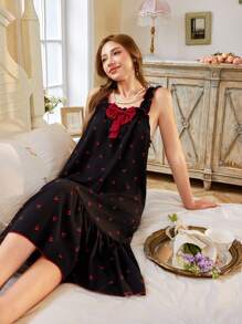 CottageSlumber Floral Print Butterfly Ruffle Decor Wide Strap Loose Women Nightgown Babydoll PerfectSummer - Multicolor - View 7