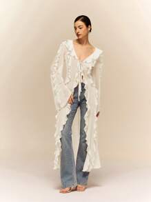 Poéselle Women Solid Color Fashion Shirt, Suitable For Summer - Apricot - View 7